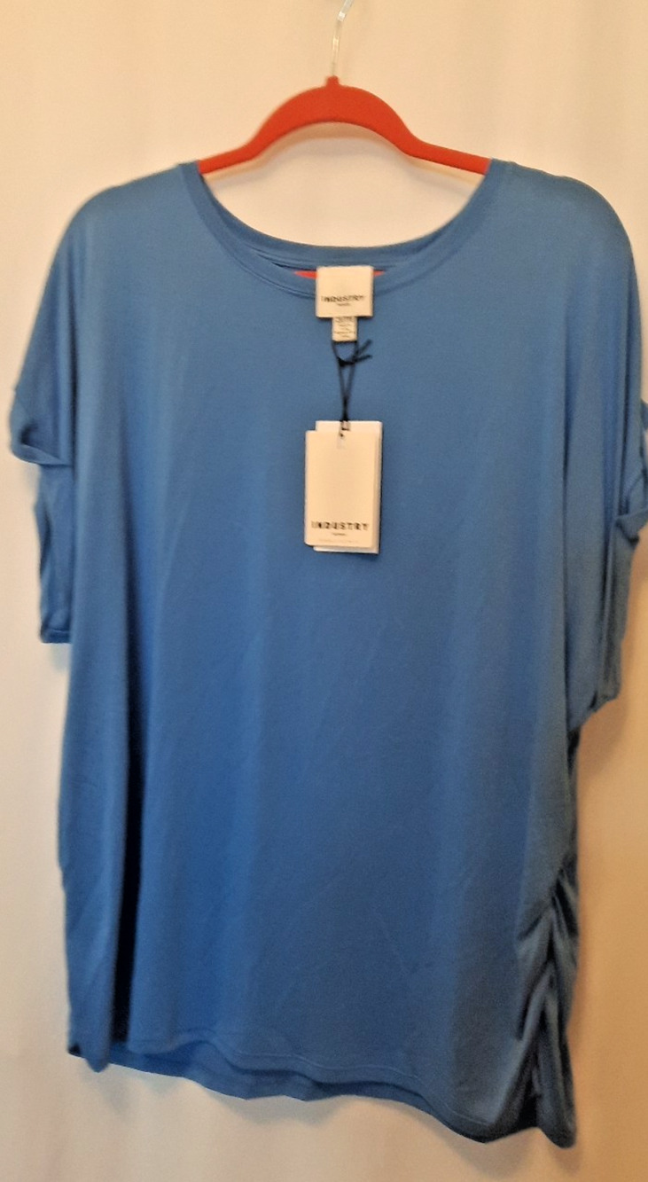Industry woman light blue NWT modal 2X top folded short sleeves soft feel